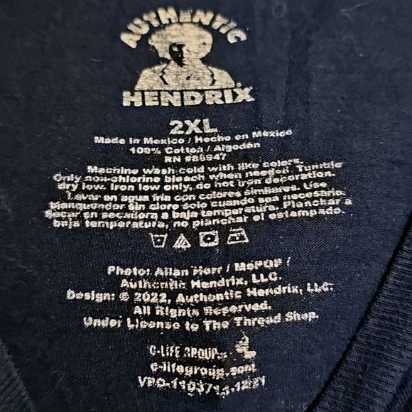 Authentic Hendrix Jimi Hendrix Mens Black Short Sleeve Graphic T-shirt Size 2XL - Picture 3 of 4
